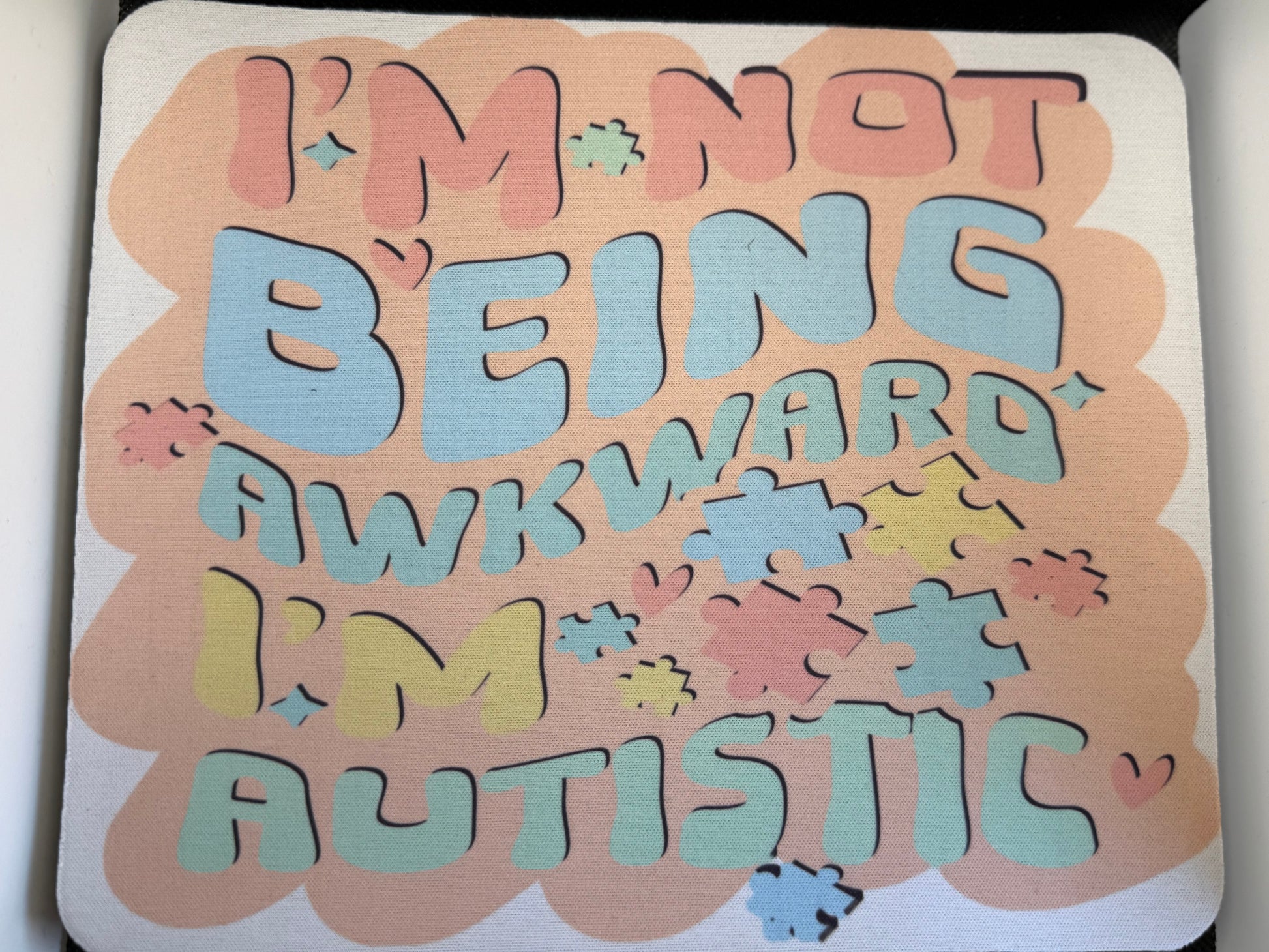 Colorful text design on a white background